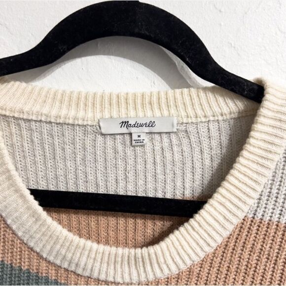 Madewell Womens‎ Thompson Rainbow Stripe Warm Boho Sweater Size Medium Fall - Picture 2 of 6